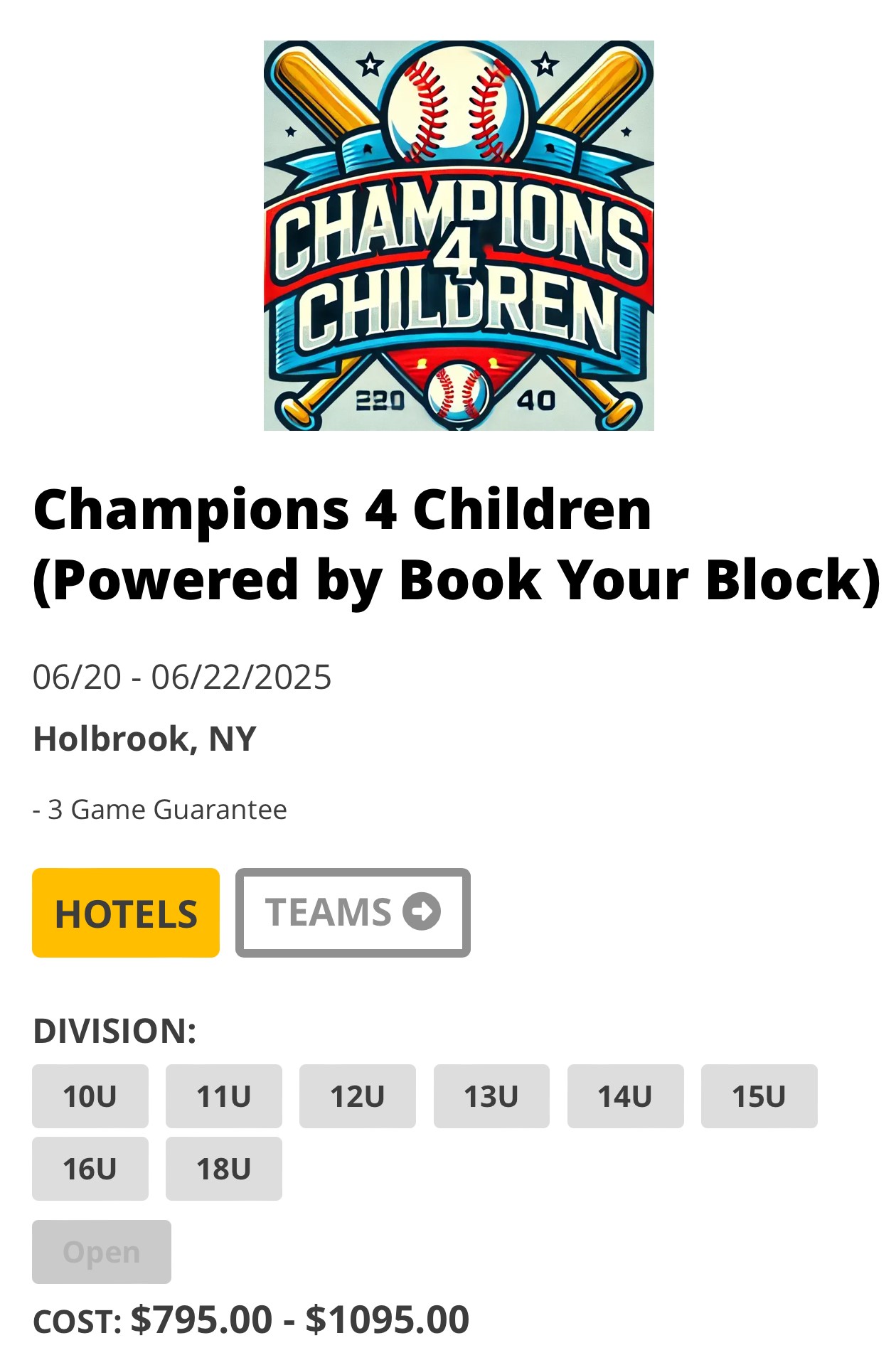 Bases Loaded Baseball - Champions 4 Children (Powered by Book your Block)