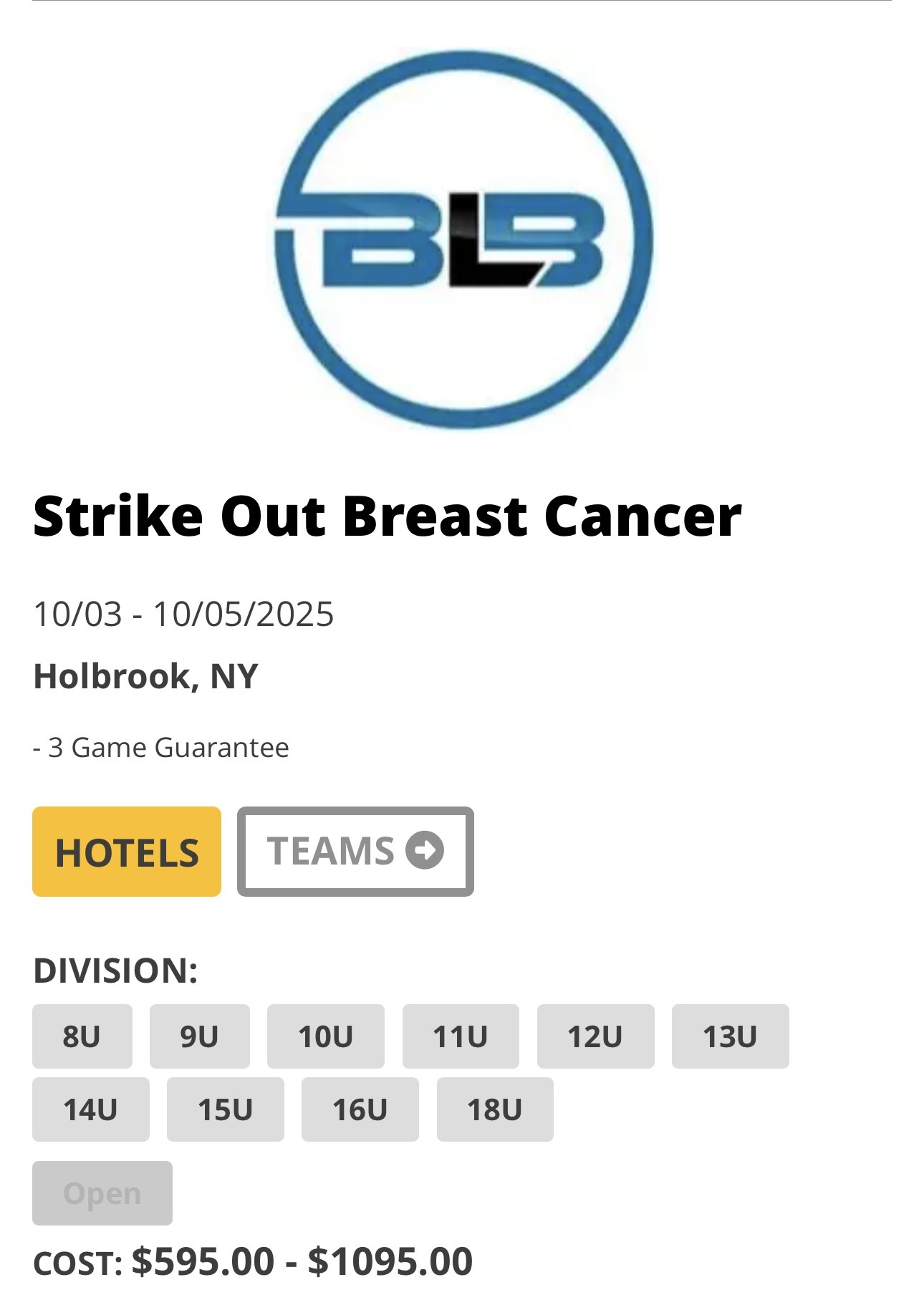 Bases Loaded Baseball - Strike out Breast Cancer Tournament 