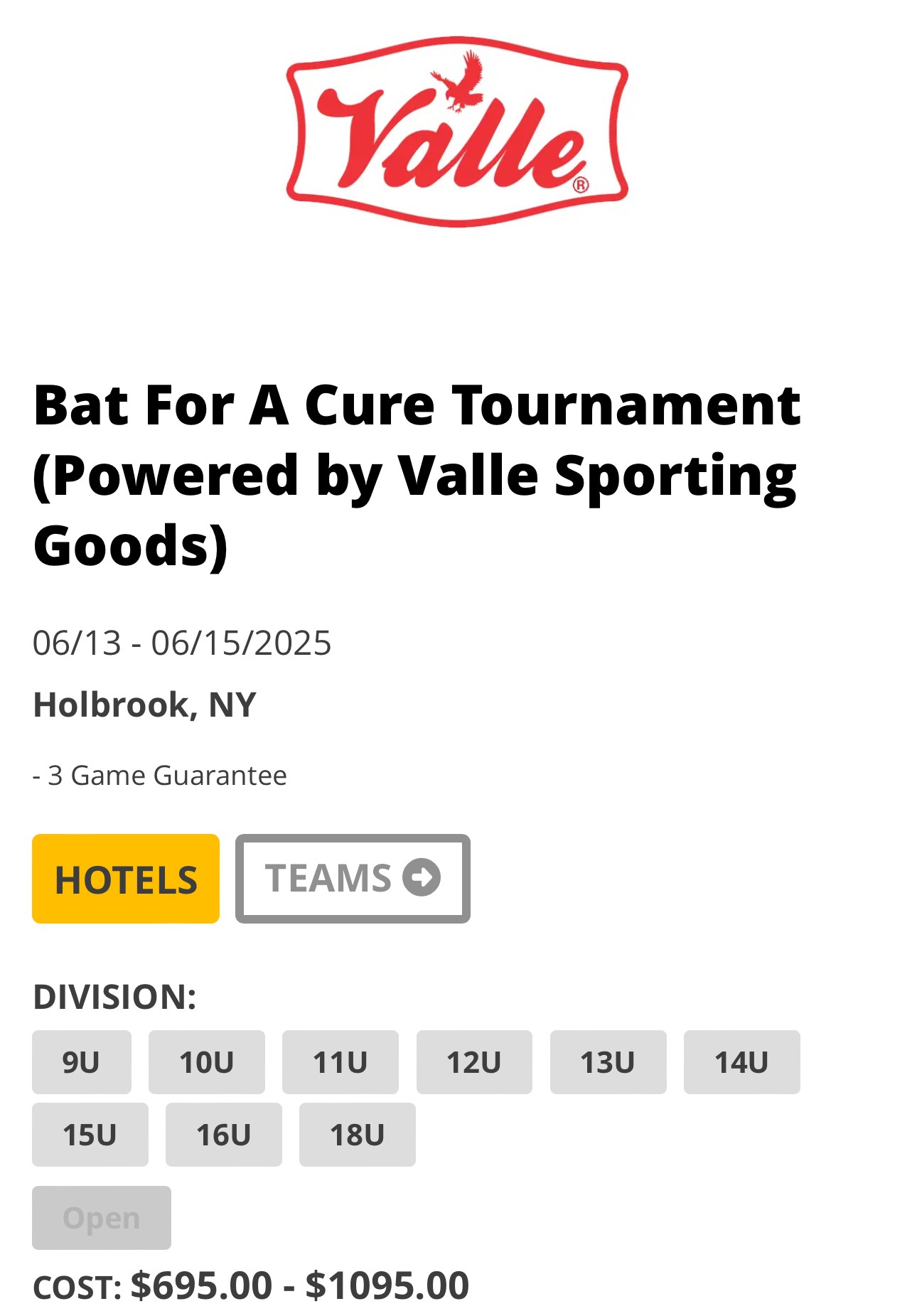 Bases Loaded Baseball - Bat for A Cure Tournament Powered by Valle Sporting Goods