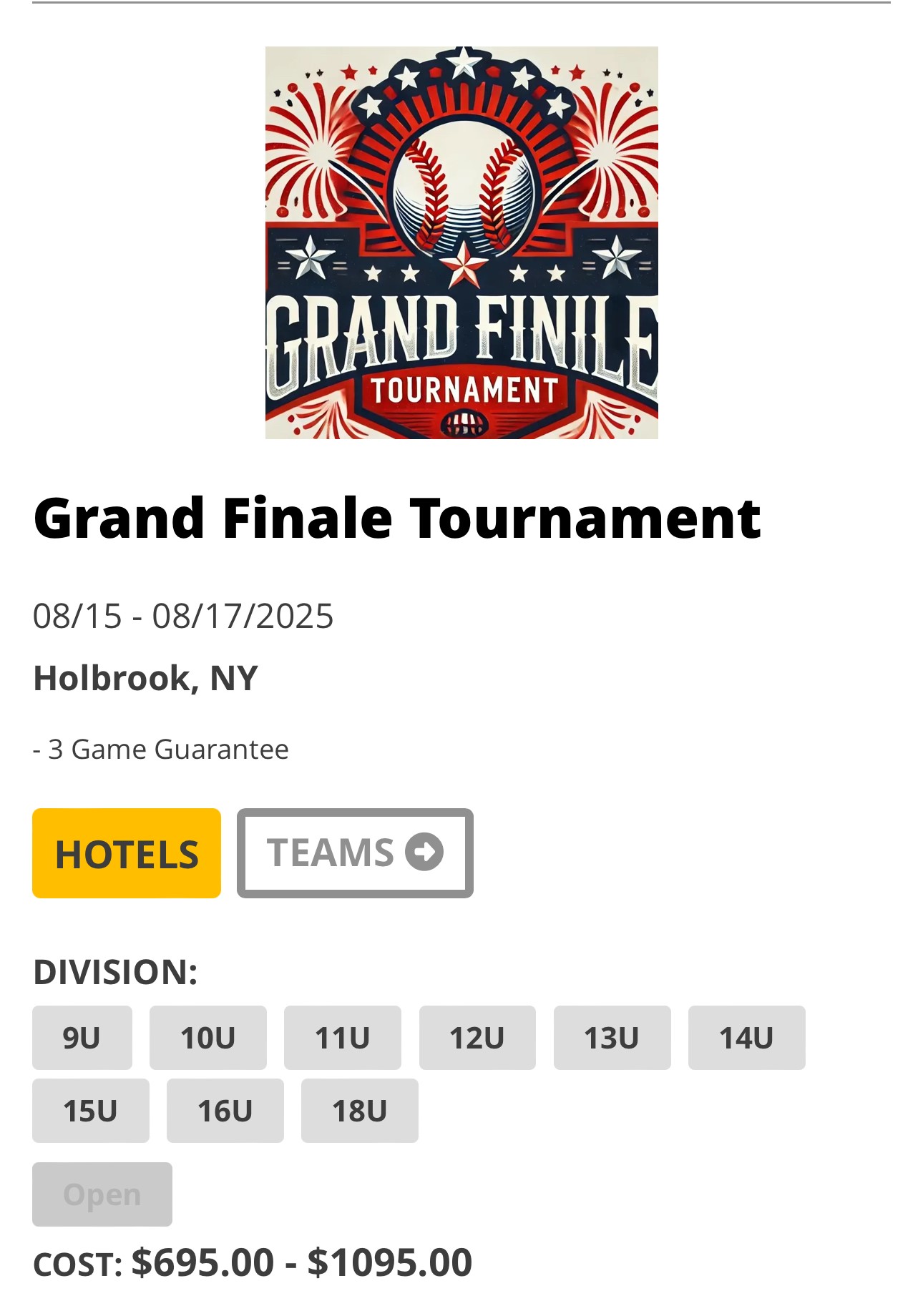 Bases Loaded Baseball - Grand Finale Tournament 8/15 - 8/17/2025