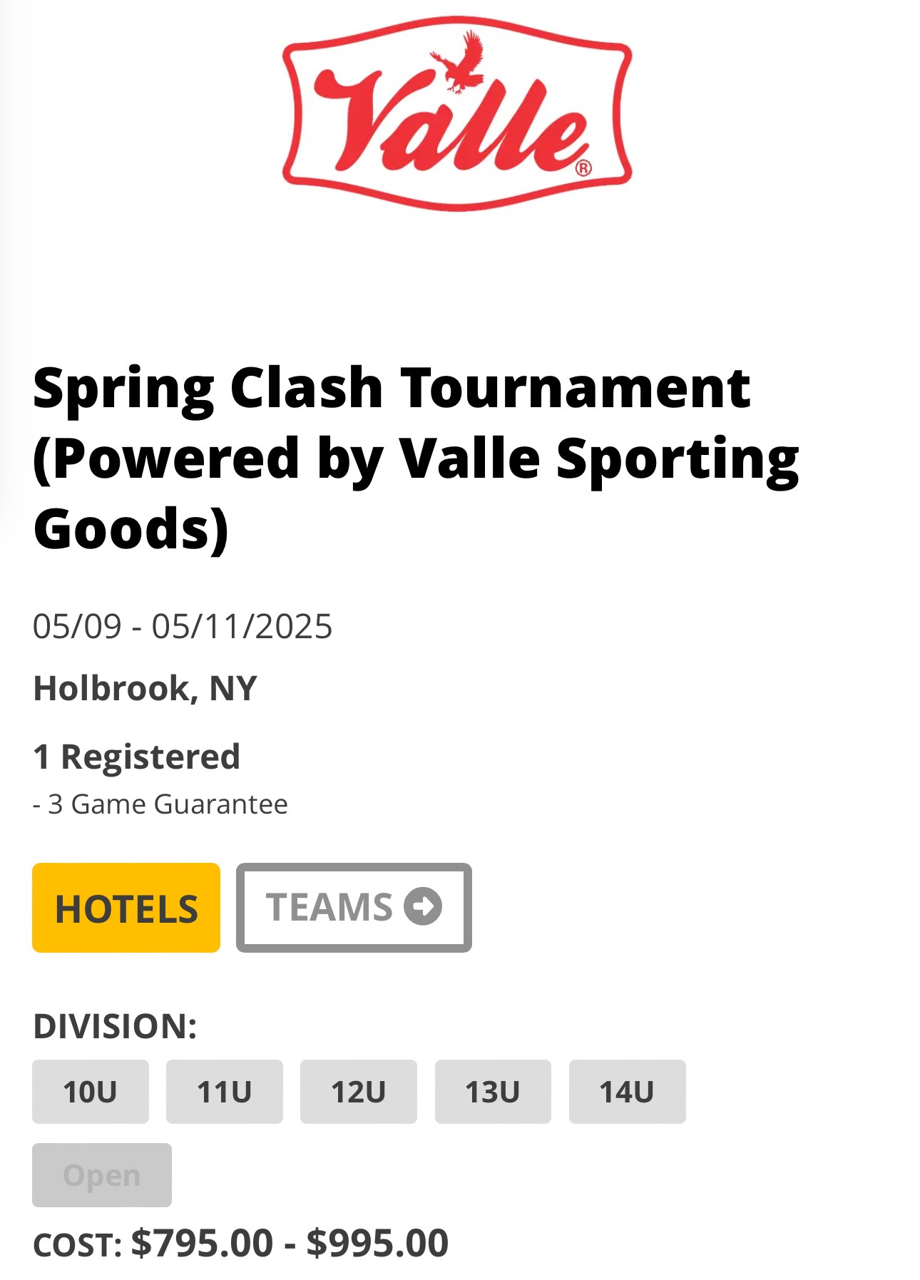 Bases Loaded Baseball - Spring Clash Tournament powered by Valle Sporting Goods